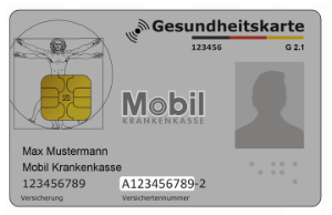 Ansicht Muster einer elektronischen Gesundheitskarte.